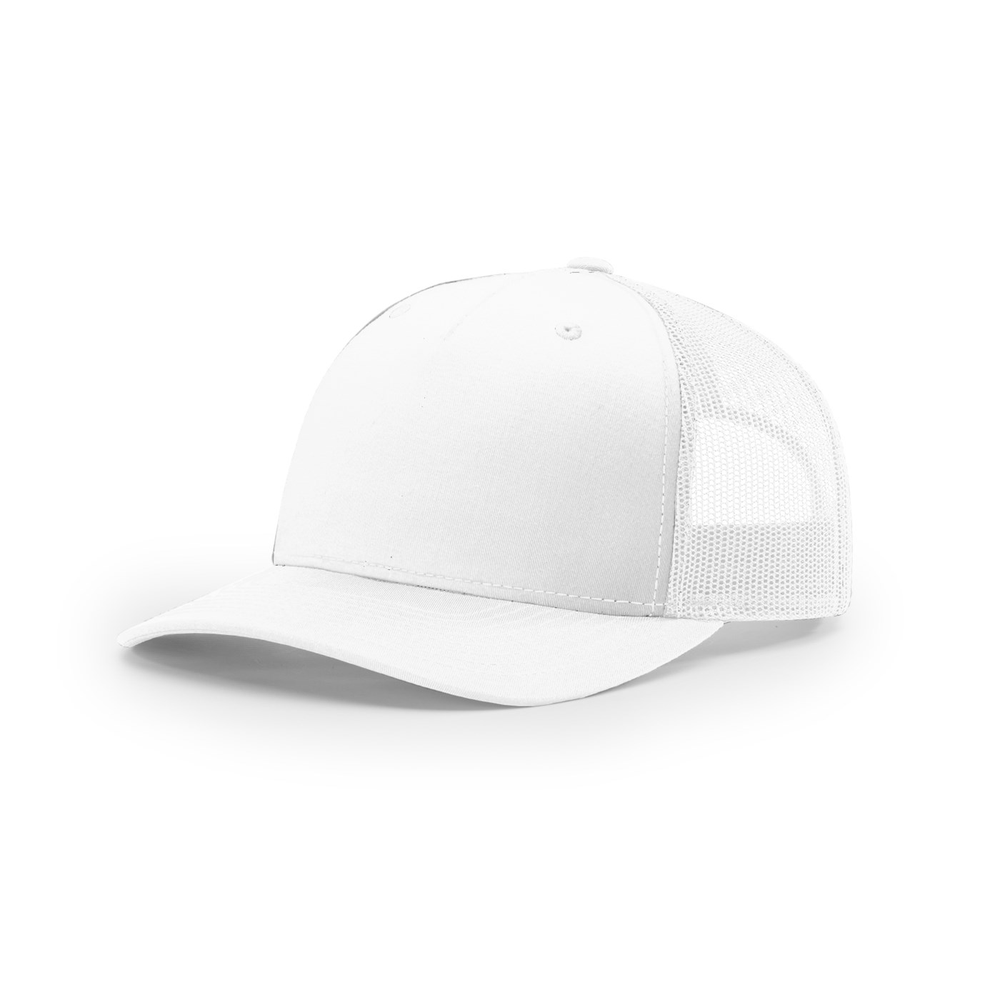 Richardson 112FP blank hat in White — front angled view