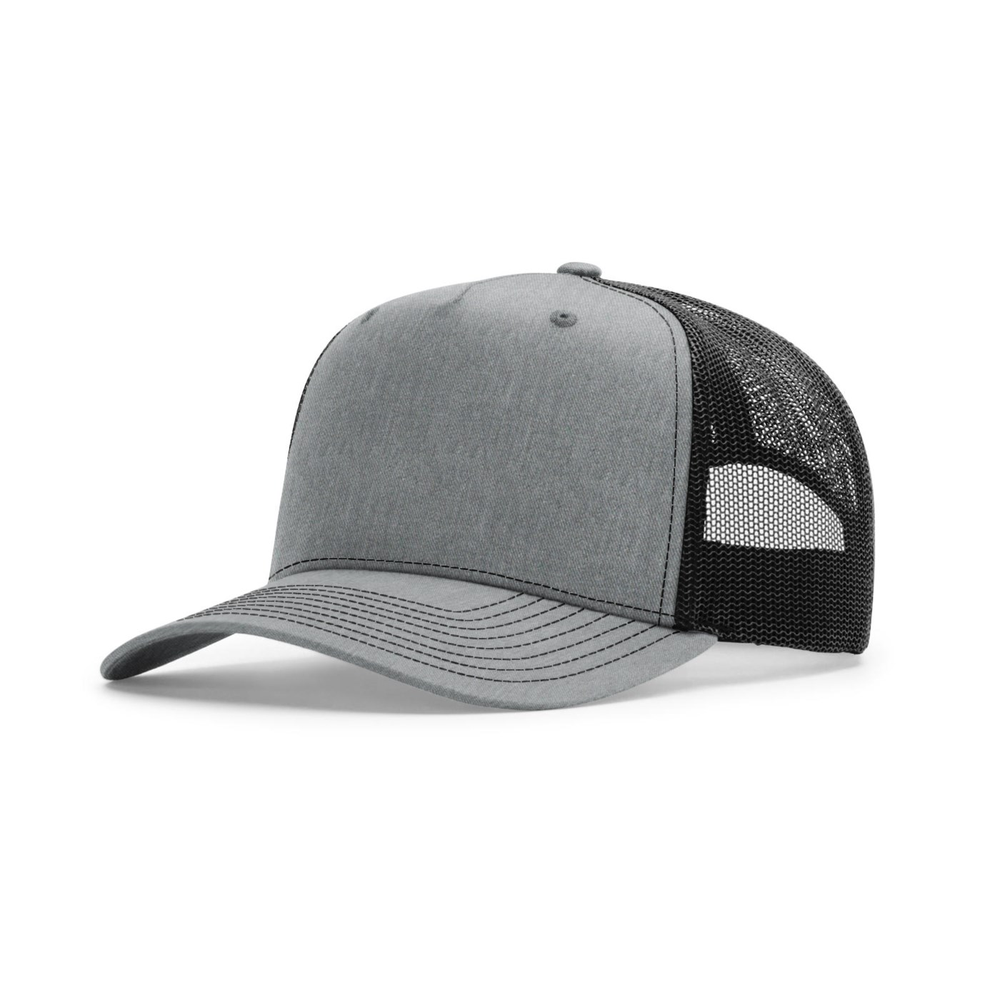 Richardson 112FPC blank hat in Heather Grey/Black — front angled view