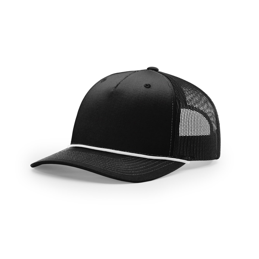 Richardson 112FPR blank hat in Black/White — front angled view
