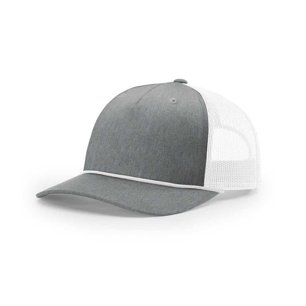 Richardson 112FPR blank hat in Heather Grey/White/White — front angled view