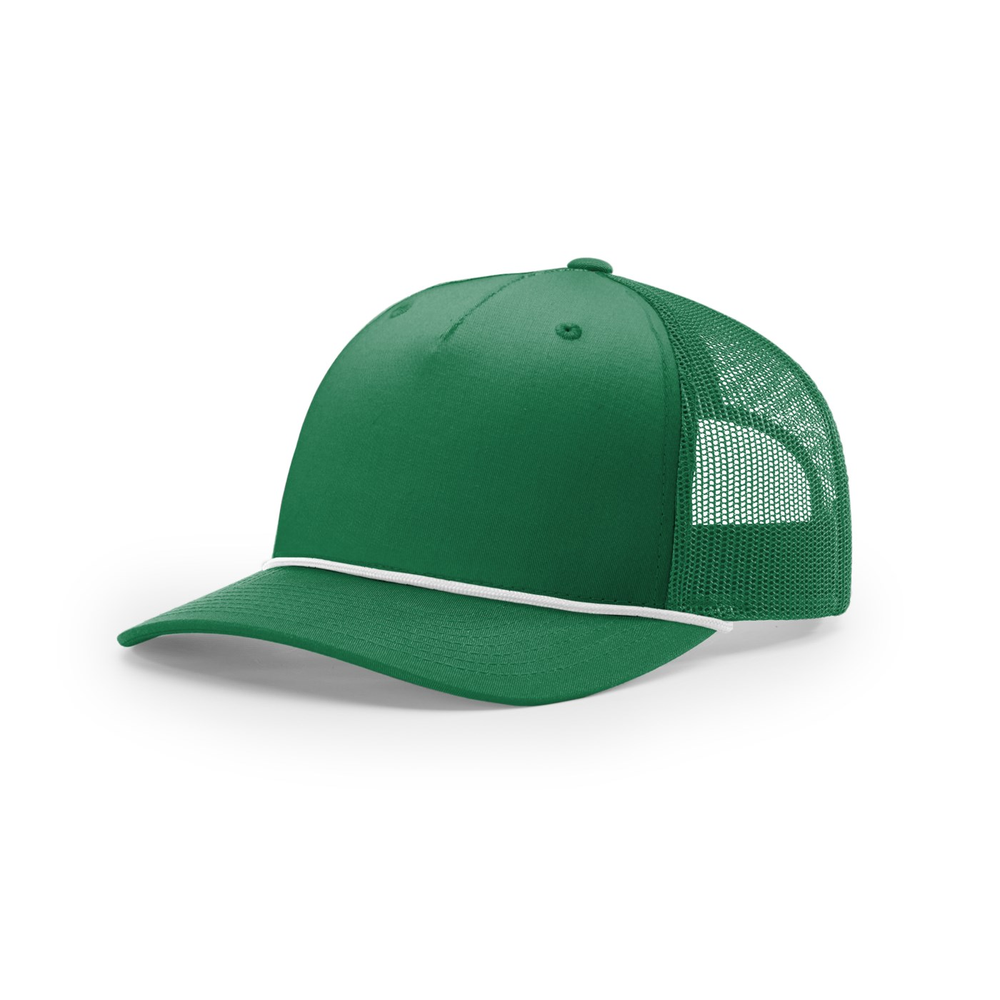 Richardson 112FPR blank hat in Kelly/White — front angled view