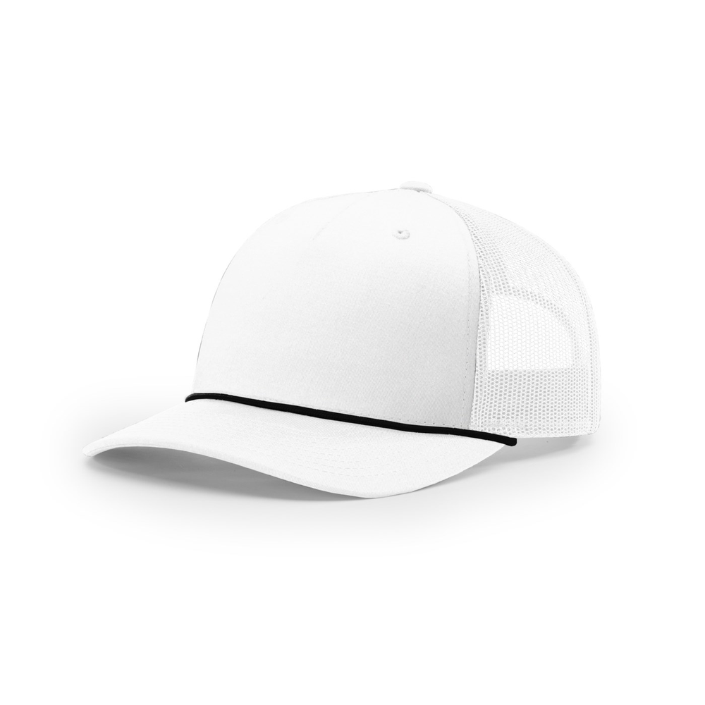Richardson 112FPR blank hat in White/Black — front angled view