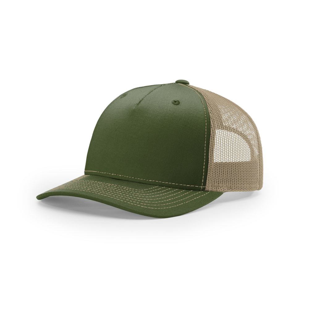 Richardson 112FP blank hat in Army Olive/Tan — front angled view