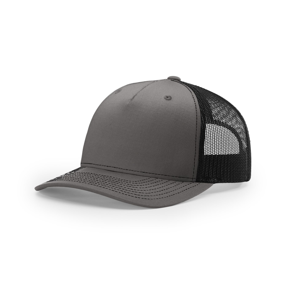 Richardson 112FP blank hat in Charcoal/Black — front angled view