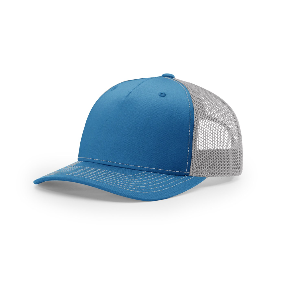 Richardson 112FP blank hat in Cobalt Blue/Grey — front angled view