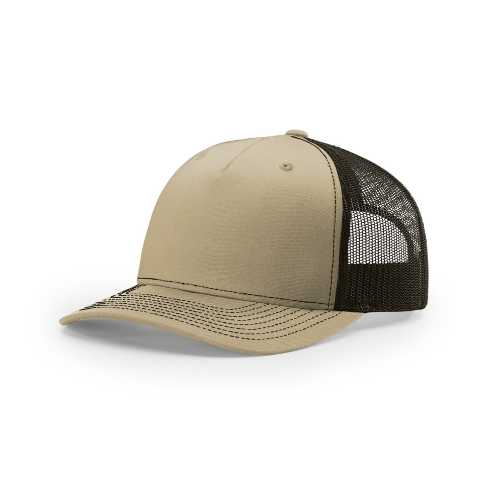 Richardson 112FP blank hat in Khaki/Coffee — front angled view