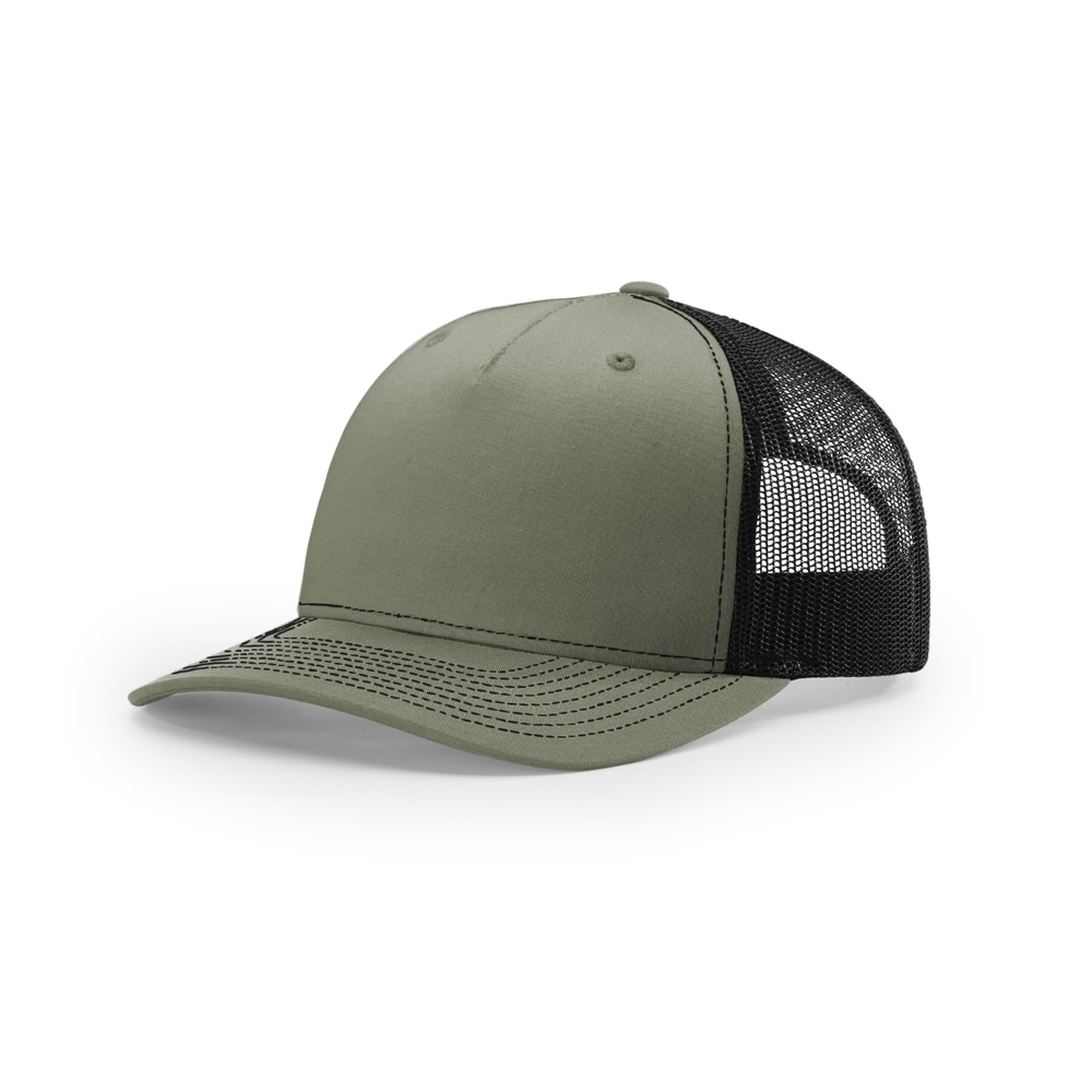 Richardson 112FP blank hat in Loden/Black — front angled view