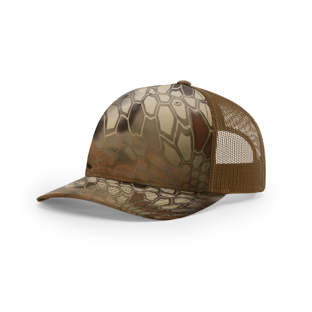 Richardson 112PFP blank hat in Kryptek Highlander/Buck — front angled view