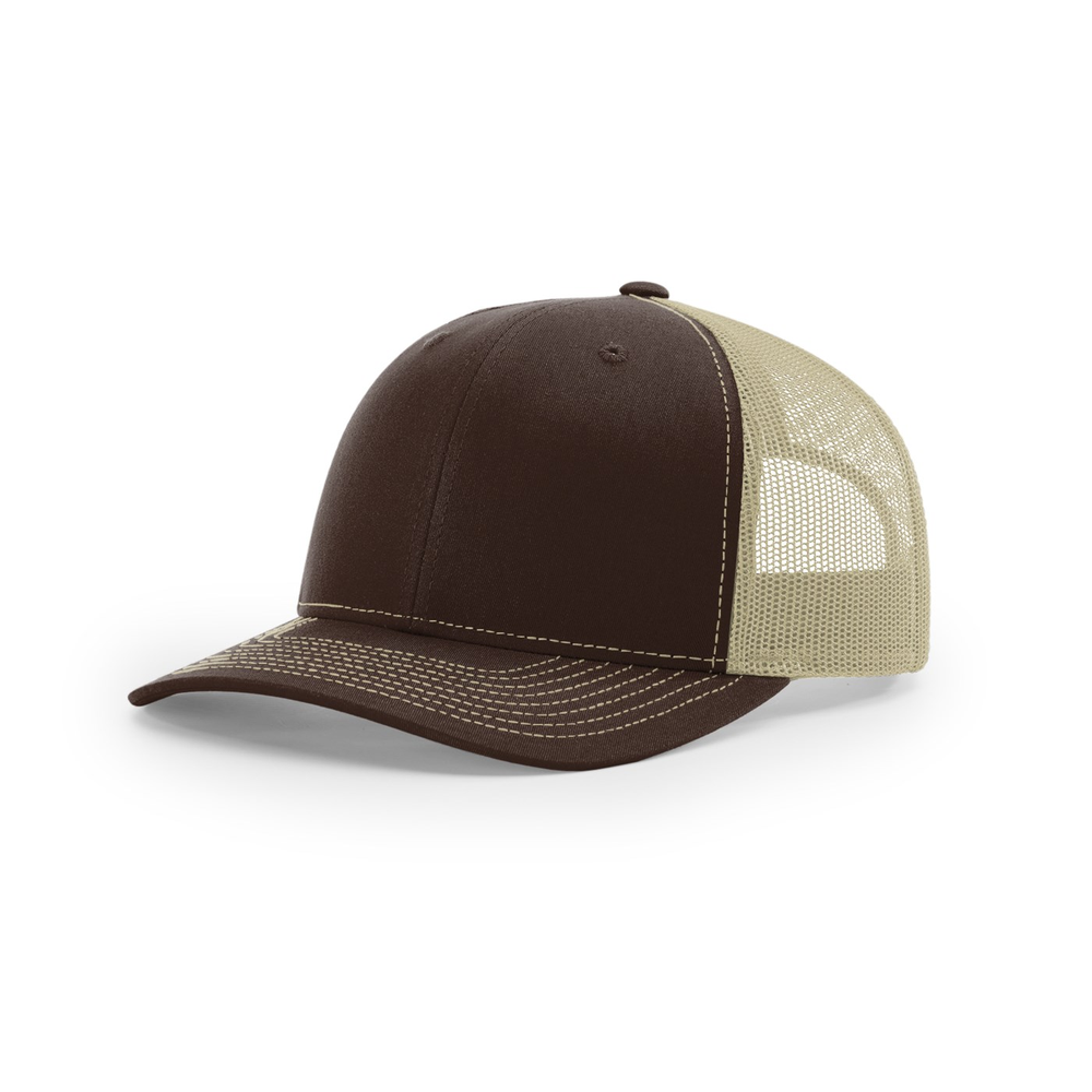 Richardson 112PL blank hat in Brown/Khaki — front angled view