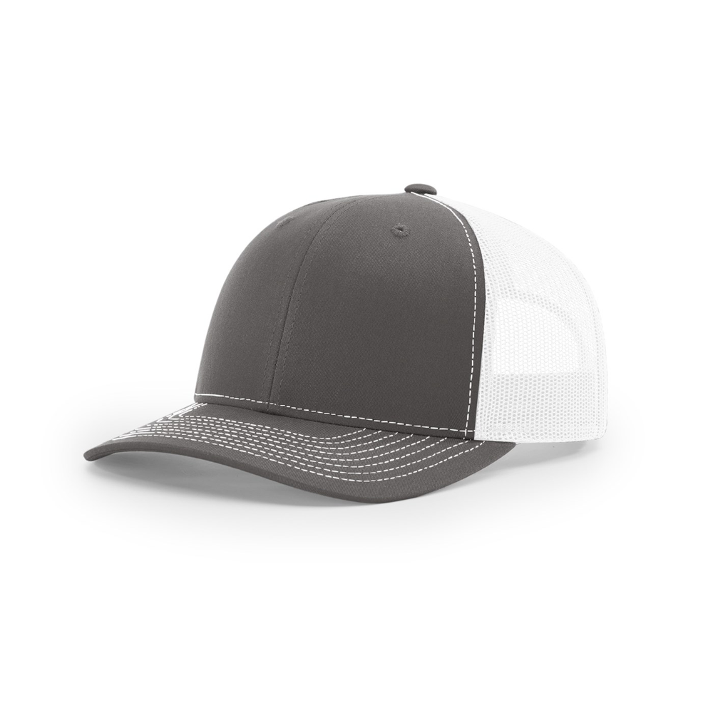 Richardson 112PL blank hat in Charcoal/White — front angled view