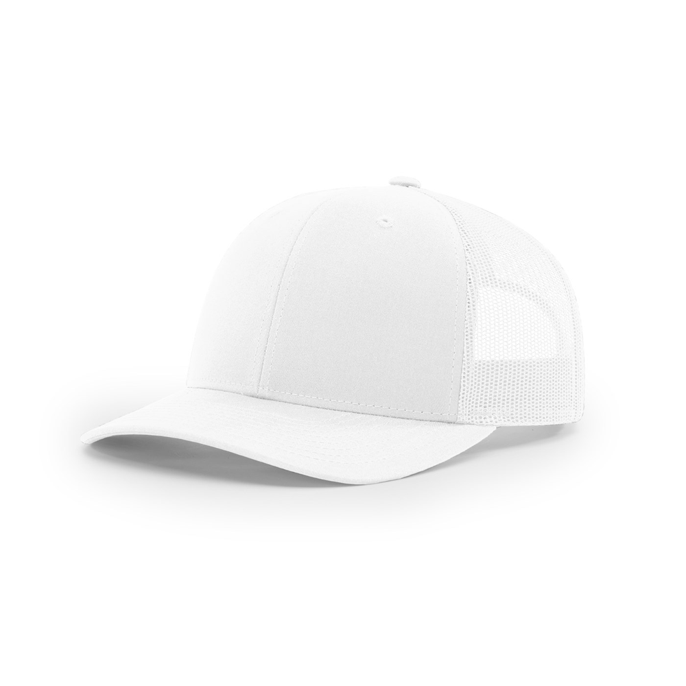 Richardson 112PL blank hat in White — front angled view