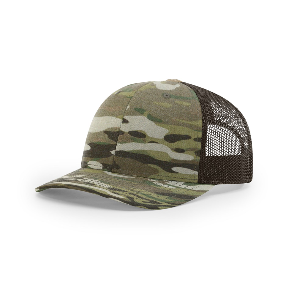 Richardson 112PT blank hat in Multicam Original/Brown — front angled view