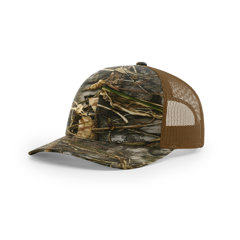 Richardson 112P blank hat in Realtree Max 7/Buck — front angled view
