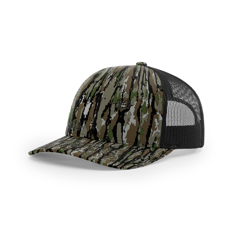 Richardson 112P blank hat in Realtree Original/Black — front angled view