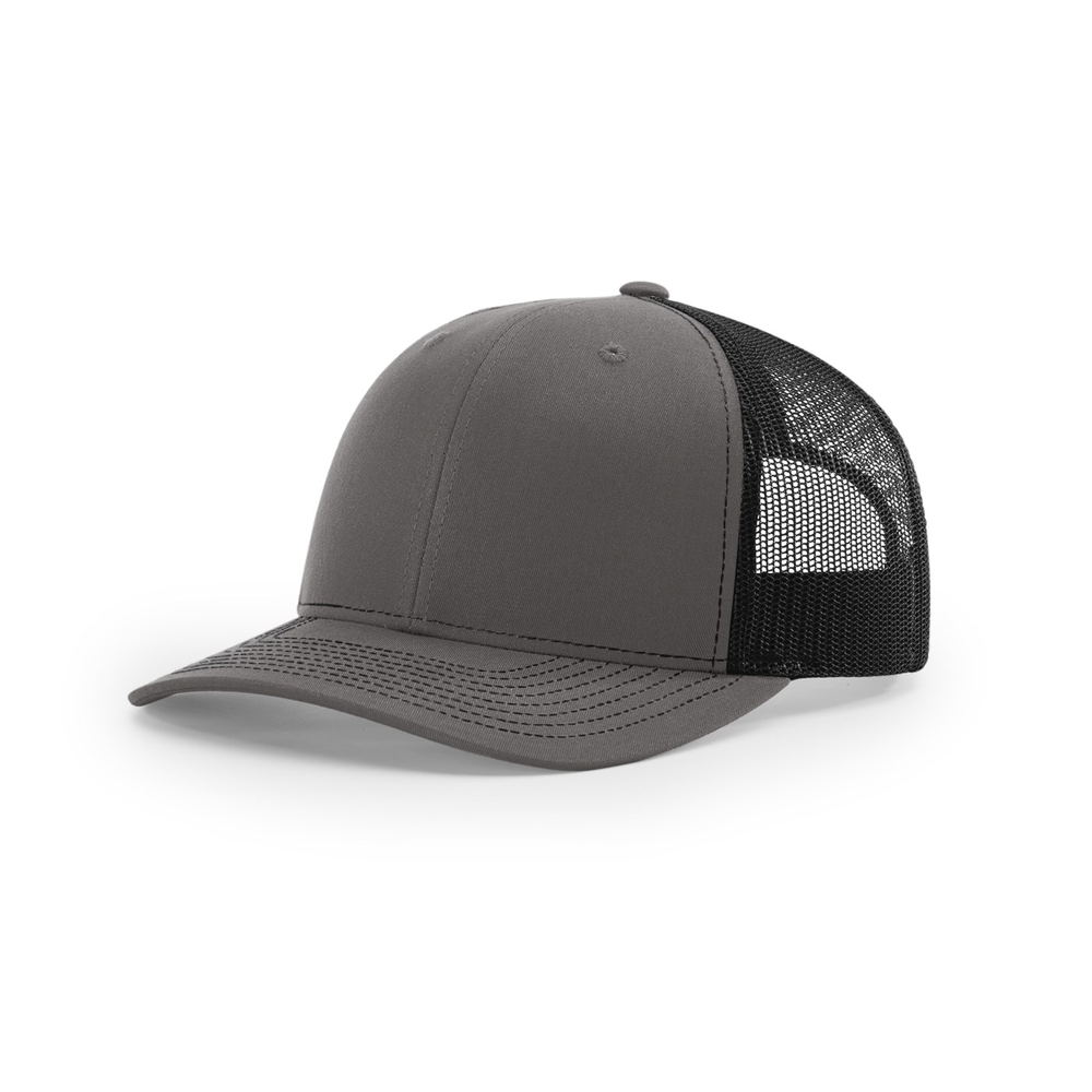 Richardson 112RE blank hat in Charcoal/Black — front angled view