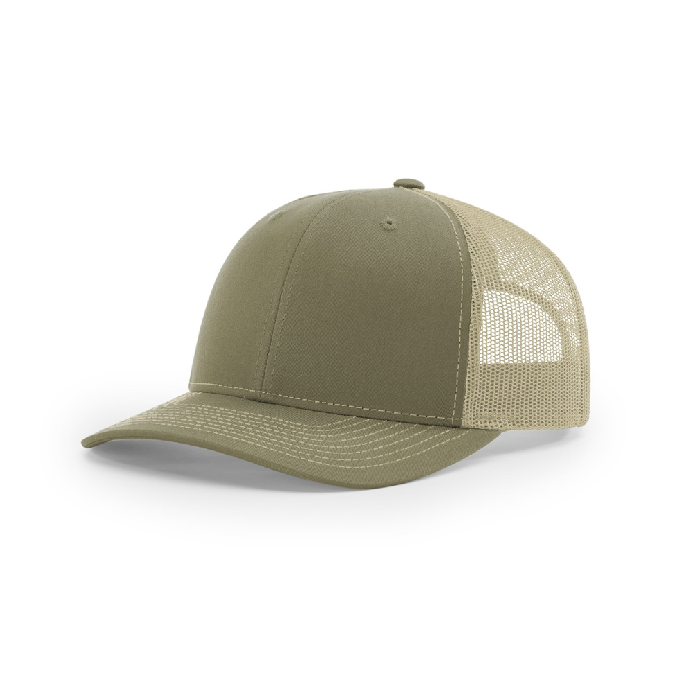 Richardson 112RE blank hat in Loden/Dark Khaki — front angled view