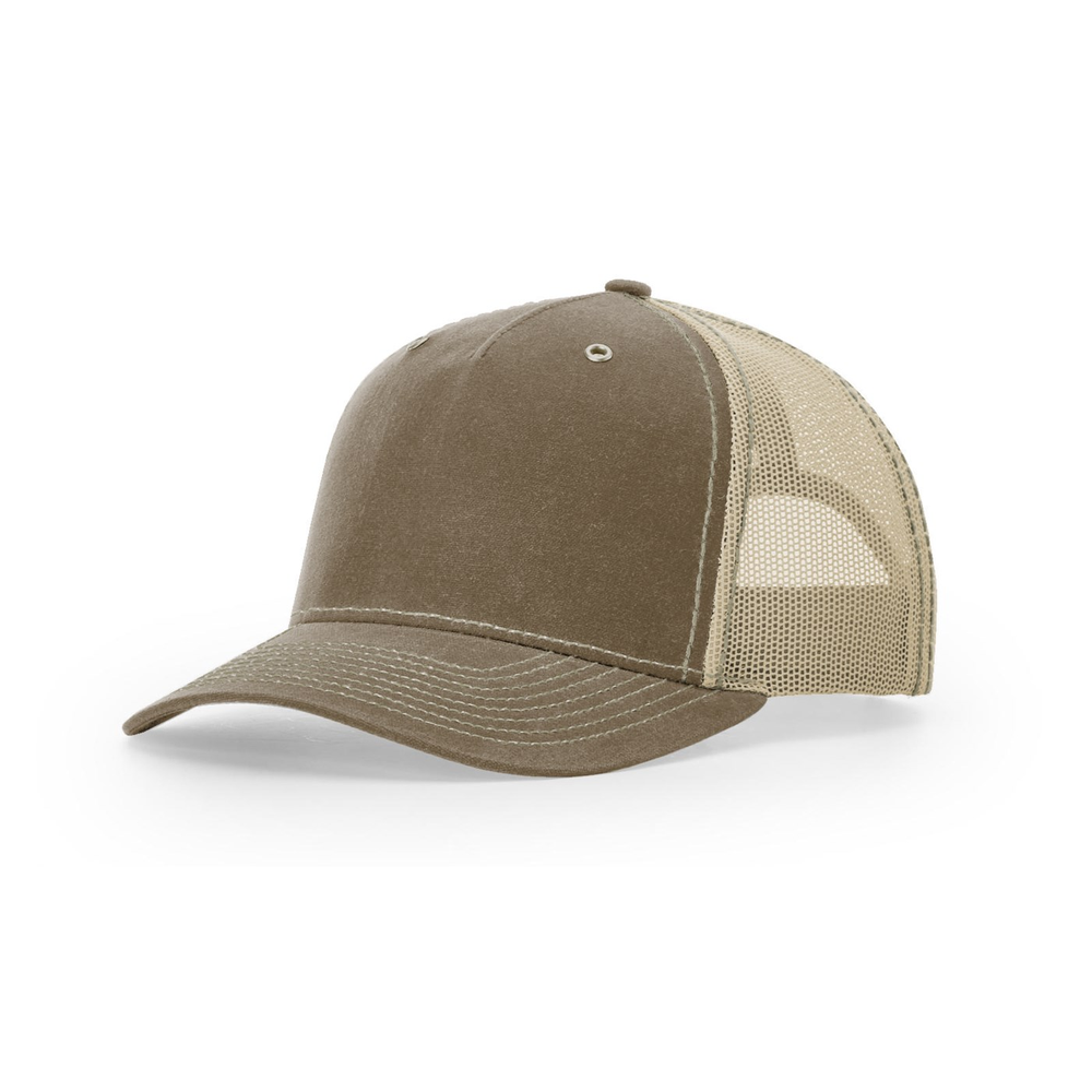 Richardson 112WH blank hat in Buck/Dark Khaki — front angled view