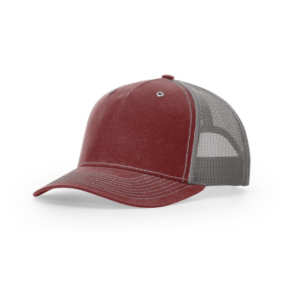 Richardson 112WH blank hat in Burnt Red/Charcoal — front angled view