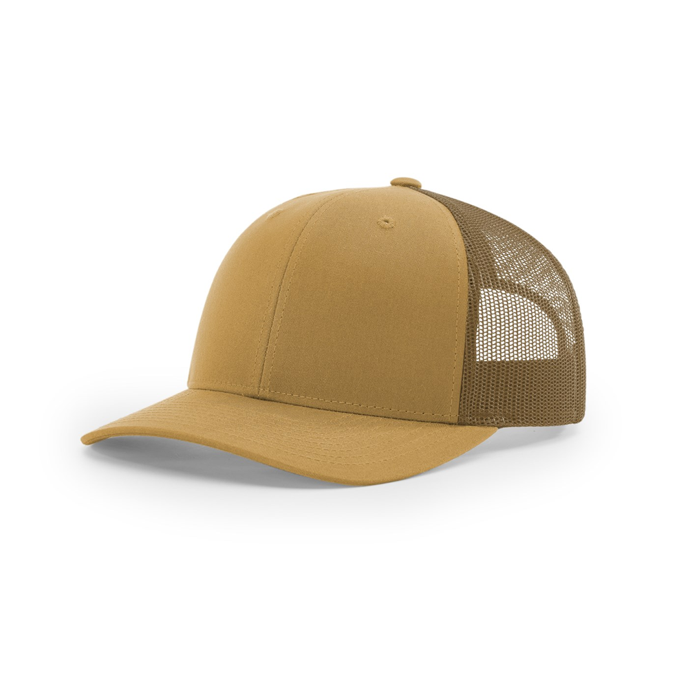 Richardson 112 blank hat in Amber Gold — front angled view