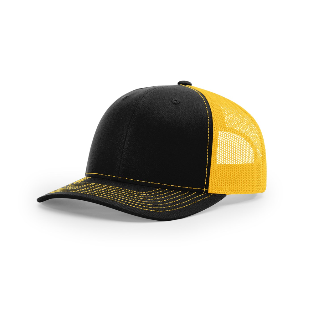 Richardson 112 blank hat in Black/Gold — front angled view