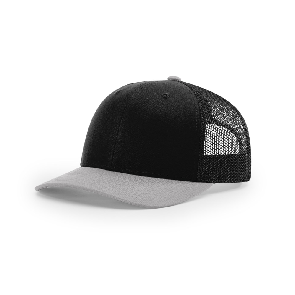 Richardson 112 blank hat in Black/Grey — front angled view