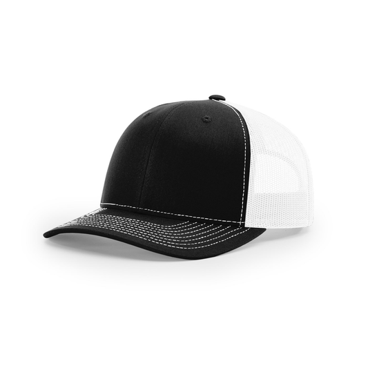 Richardson 112 blank hat in Black/White — front angled view