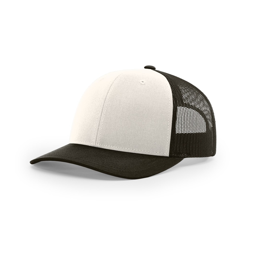 Richardson 112 blank hat in Cream/Coffee (Alternate) — front angled view