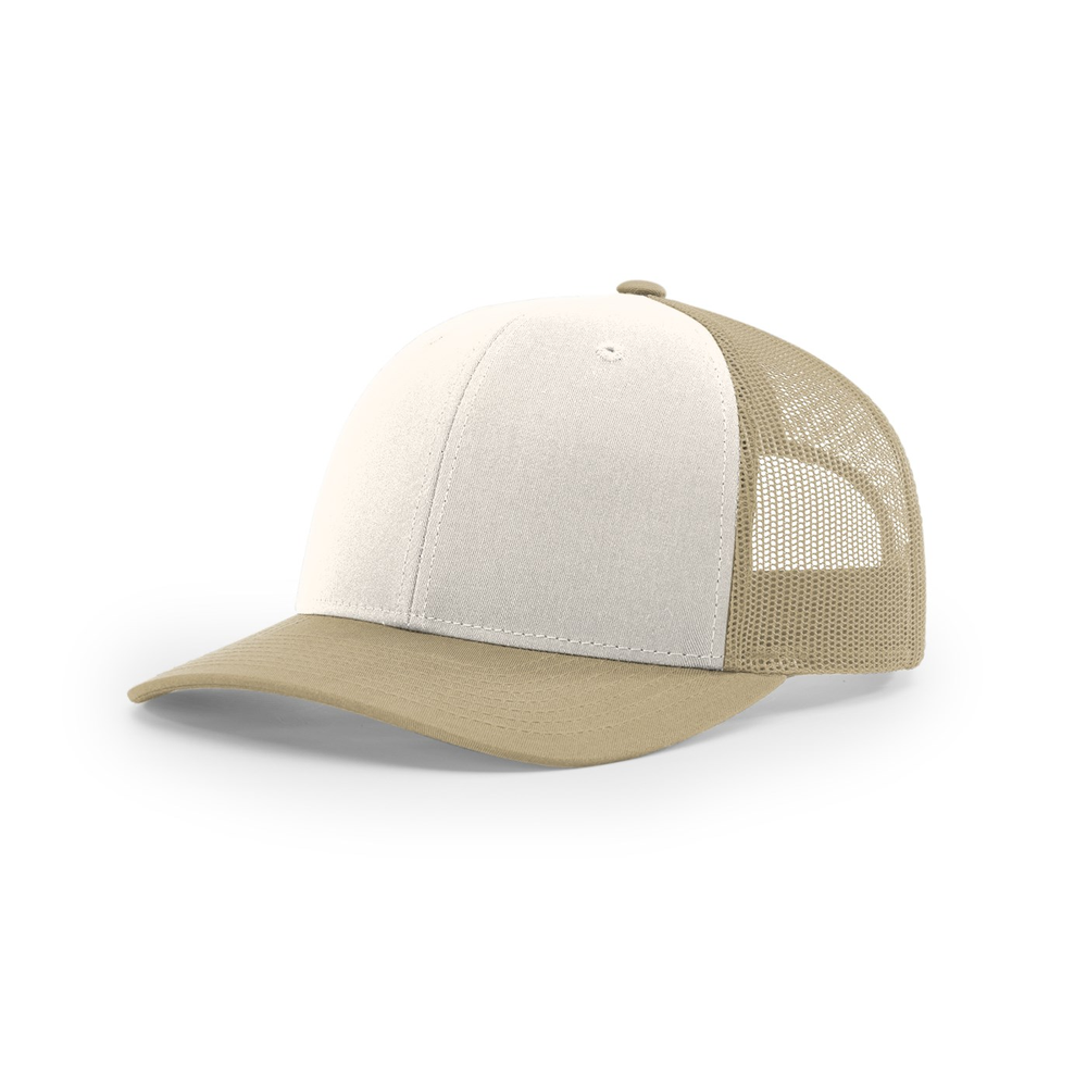 Richardson 112 blank hat in Cream/Khaki (Alternate) — front angled view