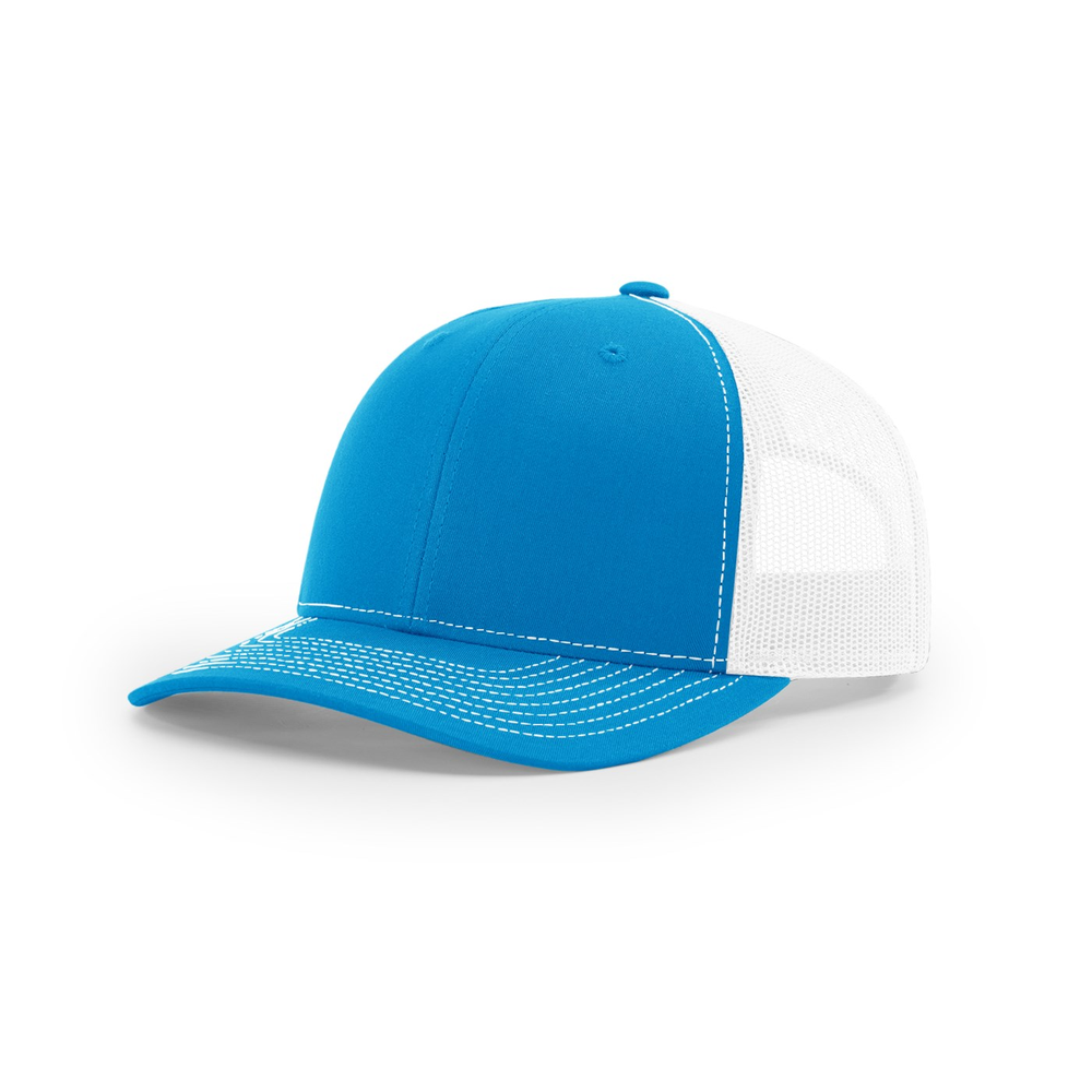 Richardson 112 blank hat in Cyan/White — front angled view