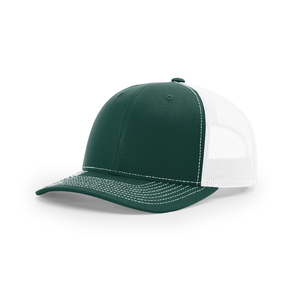 Richardson 112 blank hat in Dark Green/White — front angled view