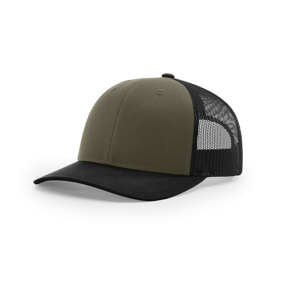 Richardson 112 blank hat in Dark Loden/Black (Alternate) — front angled view