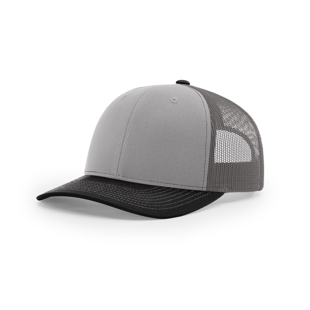 Richardson 112 blank hat in Grey/Charcoal/Black — front angled view