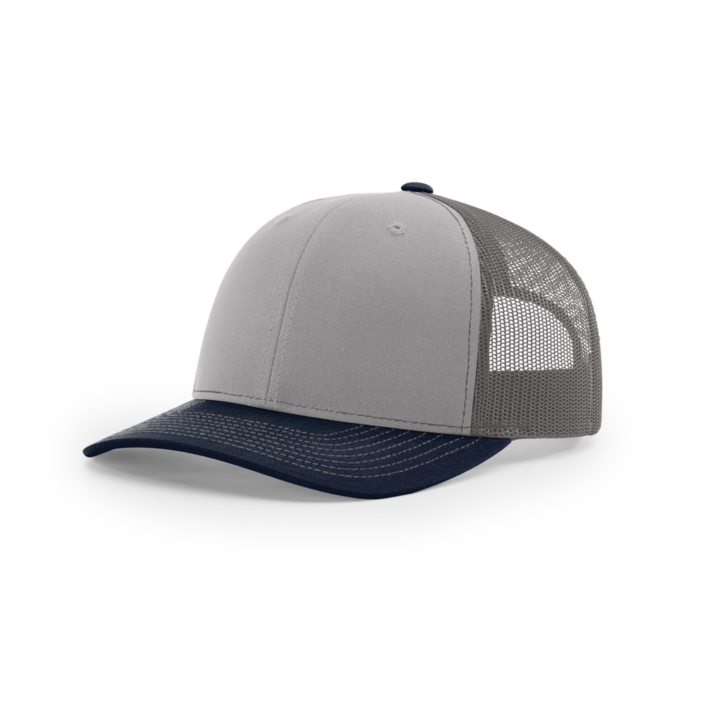 Richardson 112 blank hat in Grey/Charcoal/Navy — front angled view