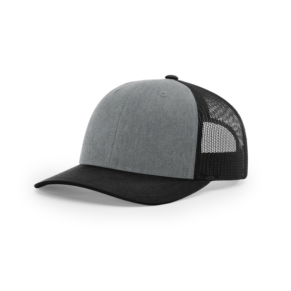 Richardson 112 blank hat in Heather Grey/Black (Alternate) — front angled view