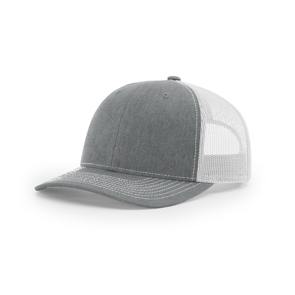 Richardson 112 blank hat in Heather Grey/Light Grey — front angled view