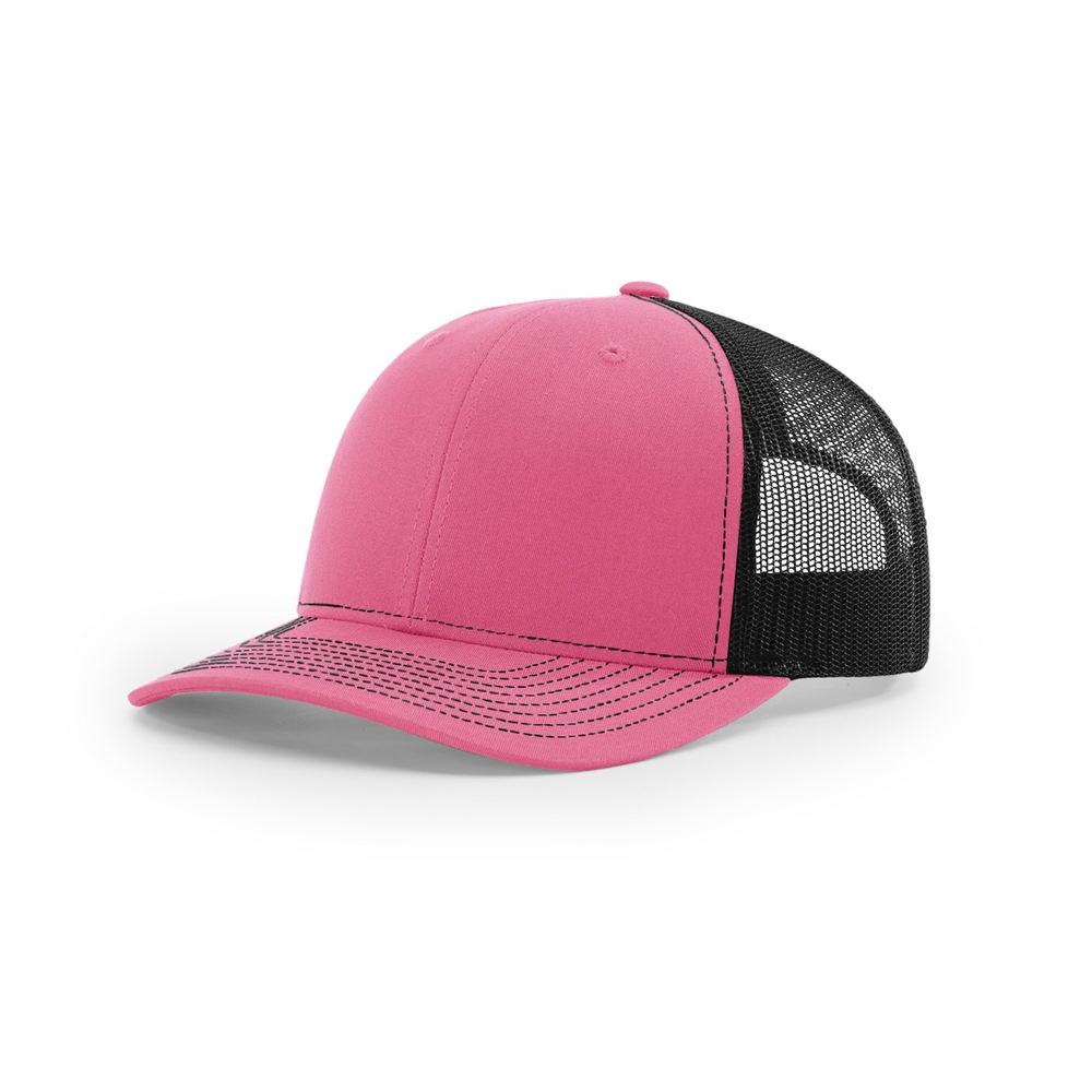Richardson 112 blank hat in Hot Pink/Black — front angled view
