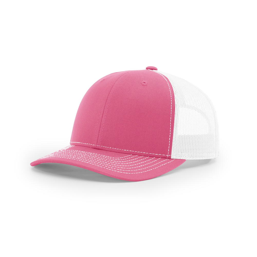 Richardson 112 blank hat in Hot Pink/White — front angled view