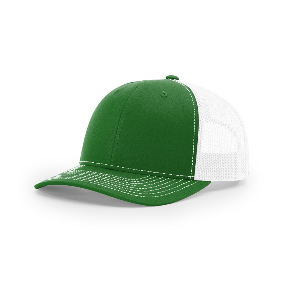 Richardson 112 blank hat in Kelly/White — front angled view