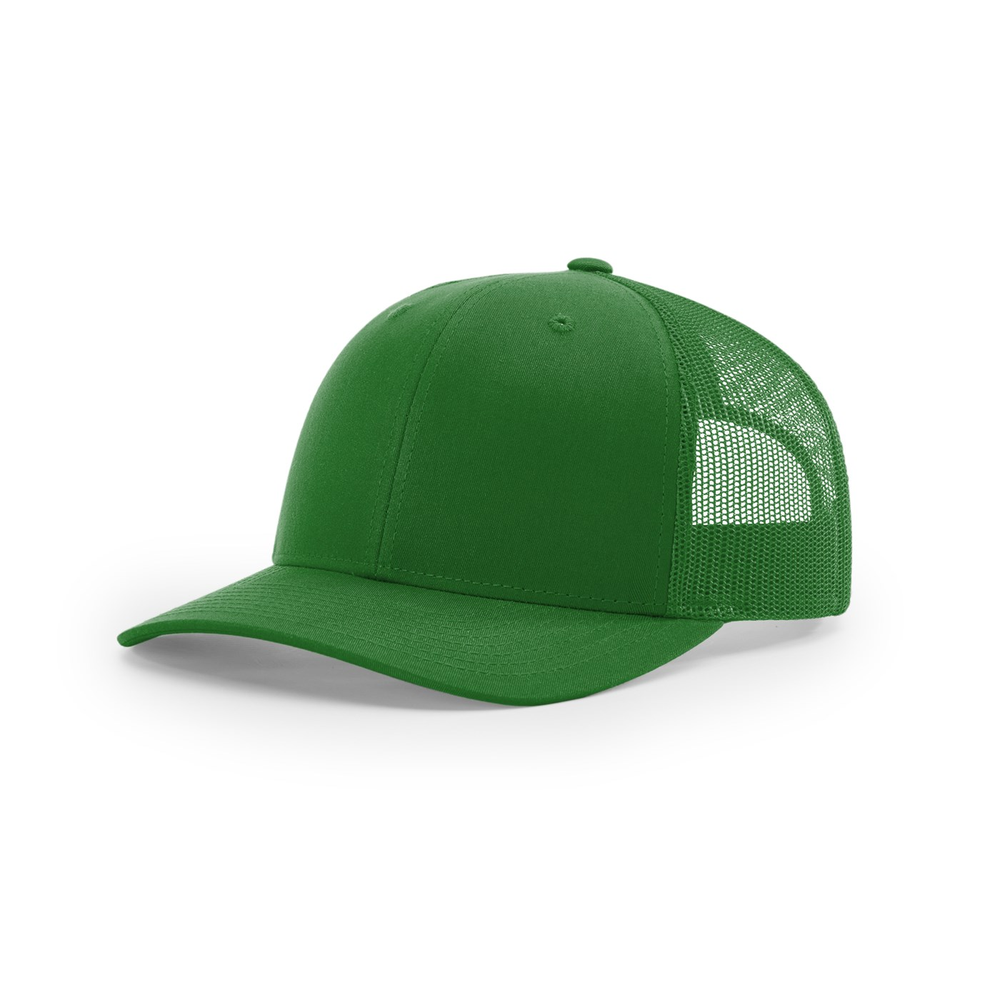 Richardson 112 blank hat in Kelly — front angled view