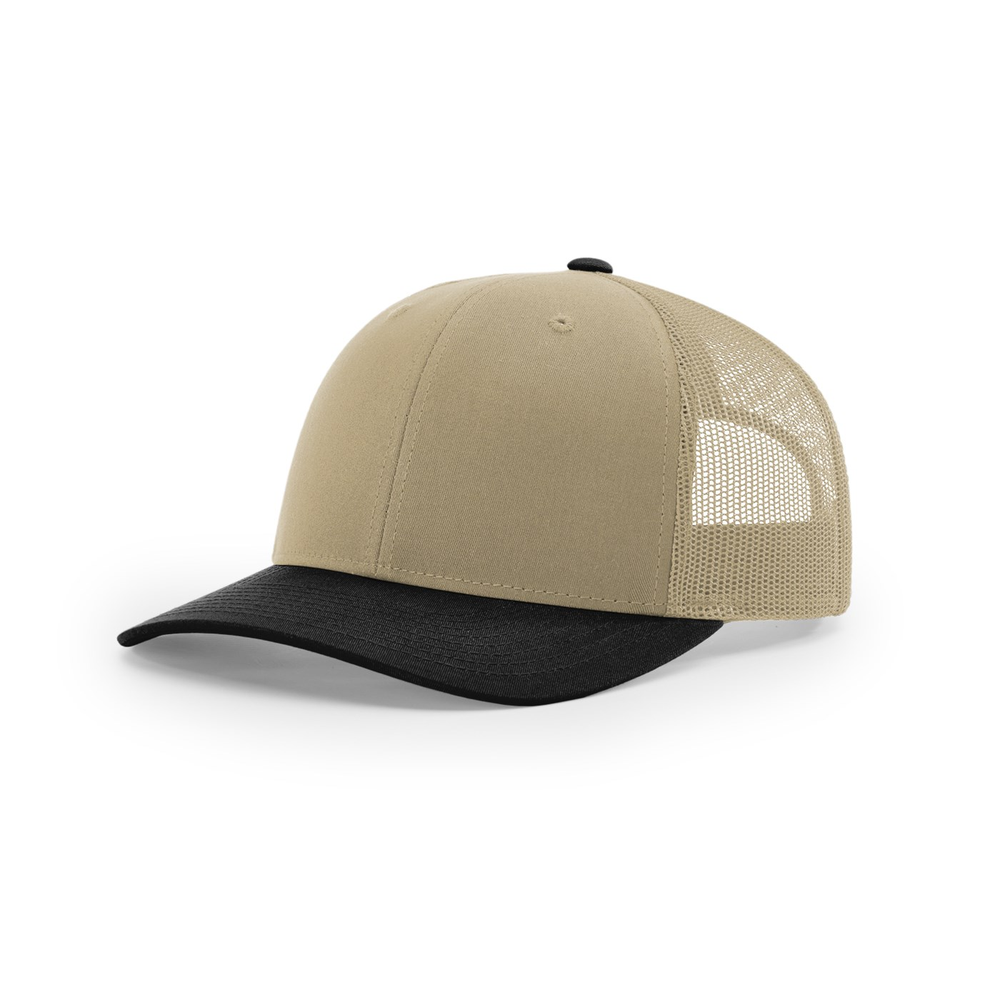 Richardson 112 blank hat in Khaki/Black — front angled view