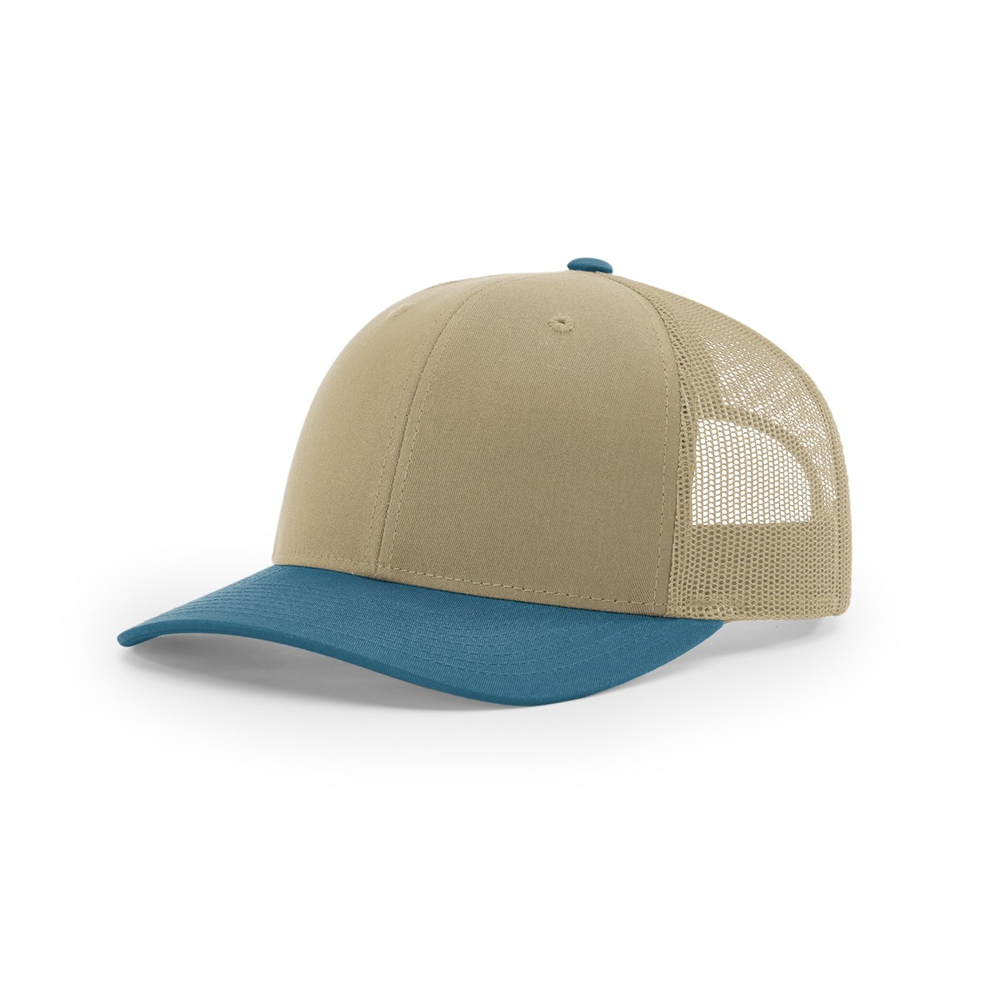 Richardson 112 blank hat in Khaki/Legion Blue — front angled view