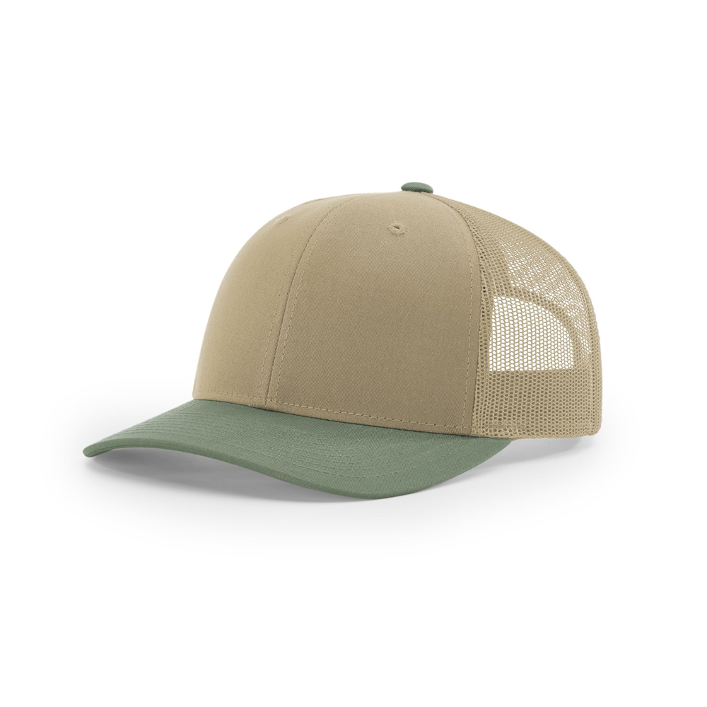 Richardson 112 blank hat in Khaki/Loden — front angled view