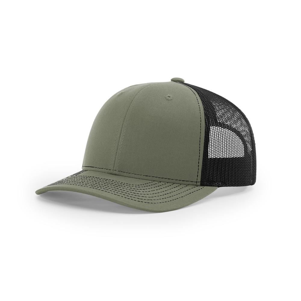 Richardson 112 blank hat in Loden/Black — front angled view