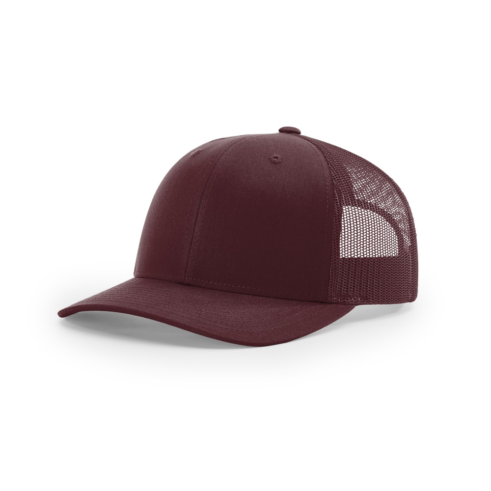 Richardson 112 blank hat in Maroon — front angled view