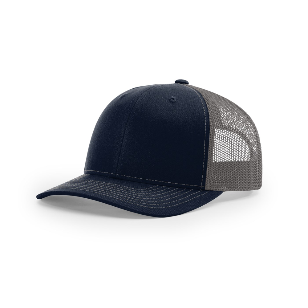 Richardson 112 blank hat in Navy/Charcoal — front angled view