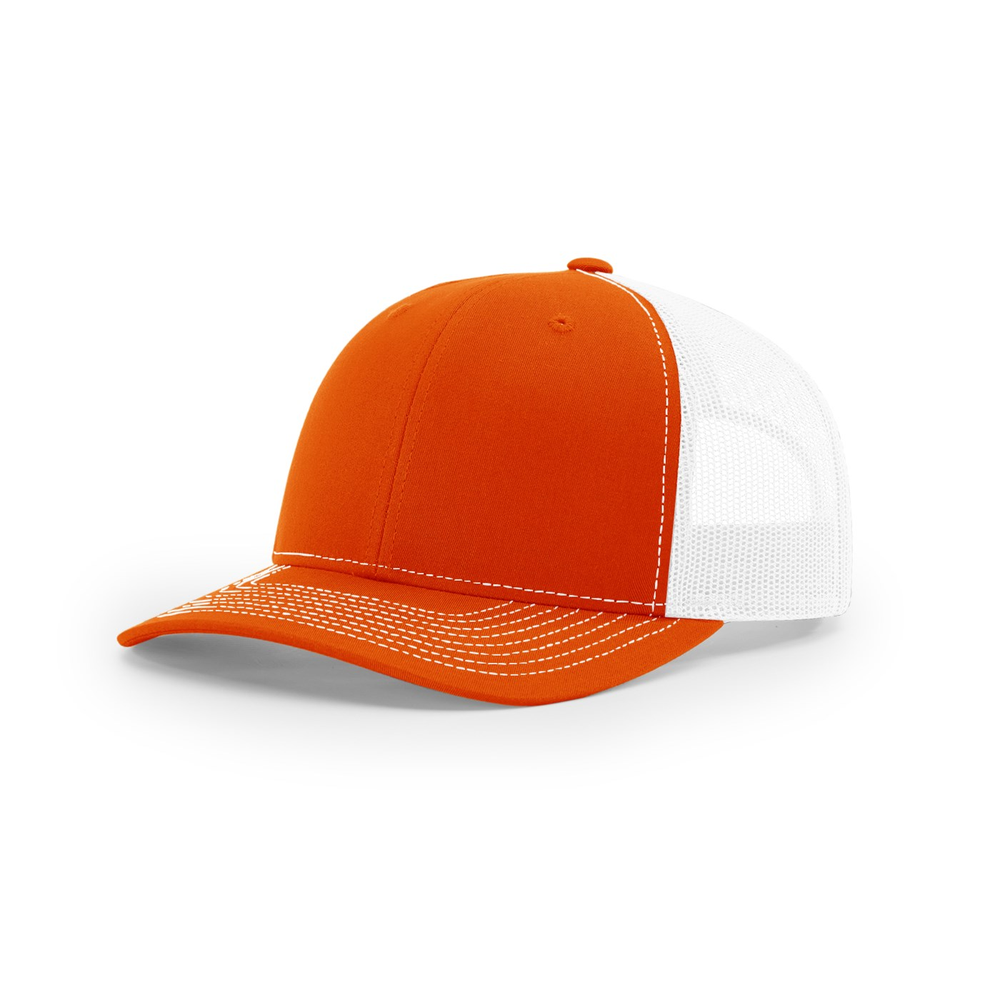Richardson 112 blank hat in Orange/White — front angled view