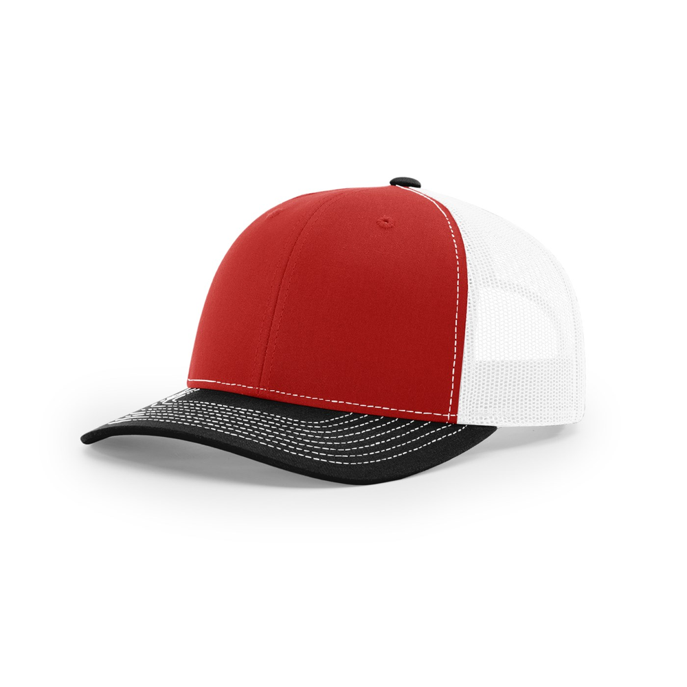 Richardson 112 blank hat in Red/White/Black — front angled view