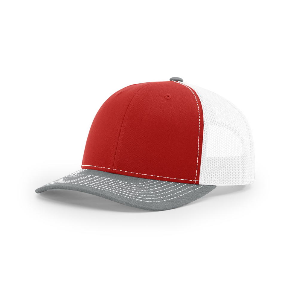 Richardson 112 blank hat in Red/White/Heather Grey — front angled view