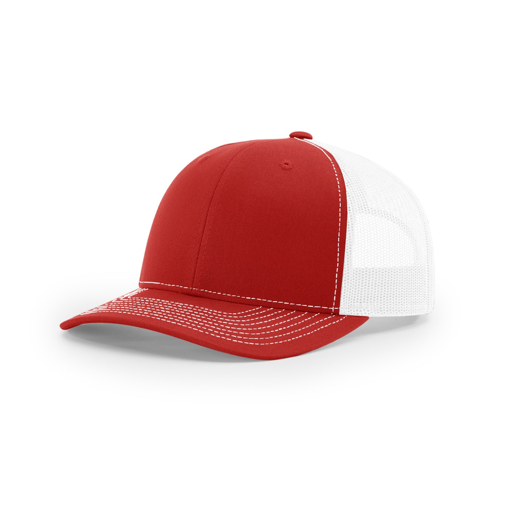 Richardson 112 blank hat in Red/White — front angled view