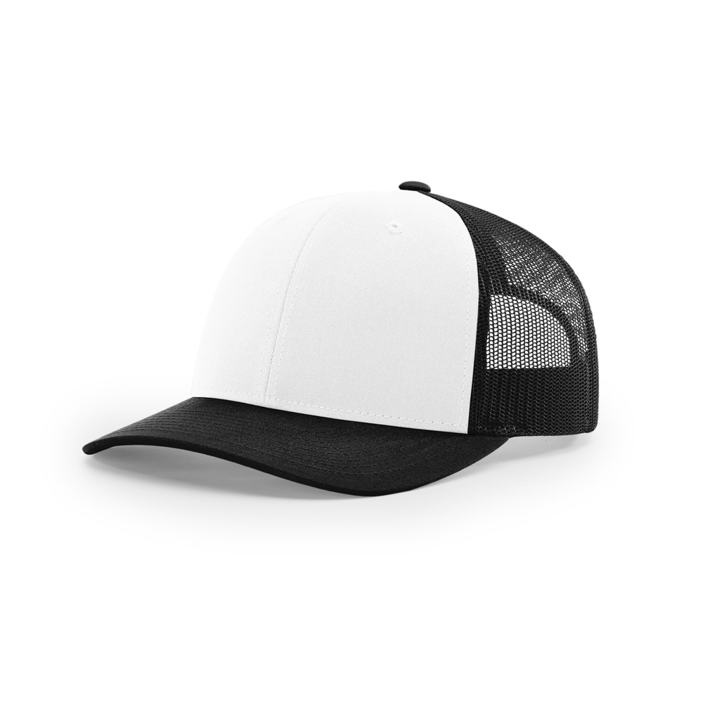 Richardson 112 blank hat in White/Black (Alternate) — front angled view